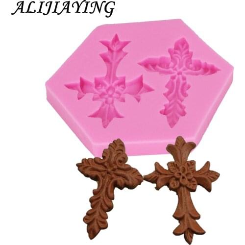 Double Cross Silicone Mold Christmas Cake Decorated Candy Cake 3d Jesus Cross Mold Easter Chocolate Baking D0053