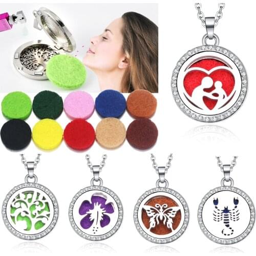 Mixed style Aroma Box Necklace Magnetic Stainless Steel Aromatherapy Essential Oil Diffuser Perfume Box Locket Pendant Jewelry
