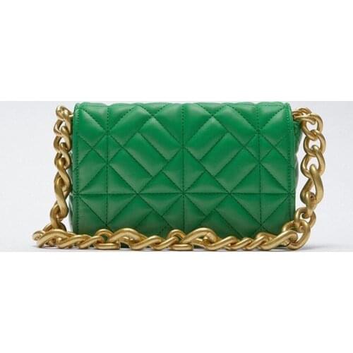 Metal Thick Chain Soft Pu Leather Armpit Retro Shoulder Small Square Bag Top Quality Luxury Brand Grid Crossbody Bag for Woman