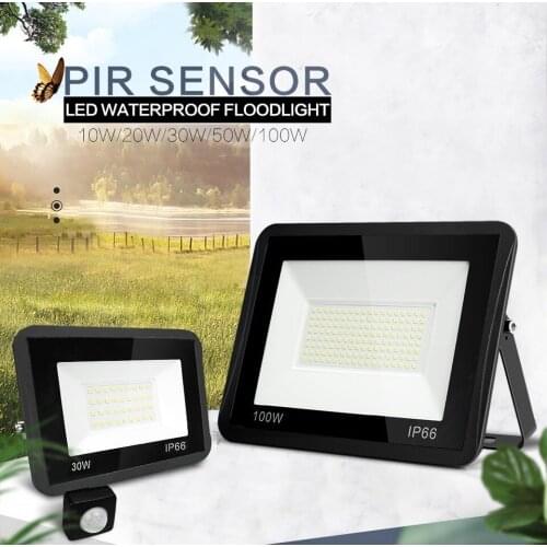 PIR Motion Sensor LED Floodlight 10W 20W 30W 50W 100W 220V Waterproof IP66 Spotlight Reflector Focus Lamp Home Courtyard Outdoor