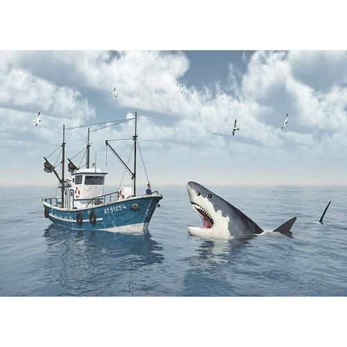 Sea Shark Ship Vinyl Photography Backdrops Computer Printed Photocall for Baby Children Party Photo Studio Photo Shootings