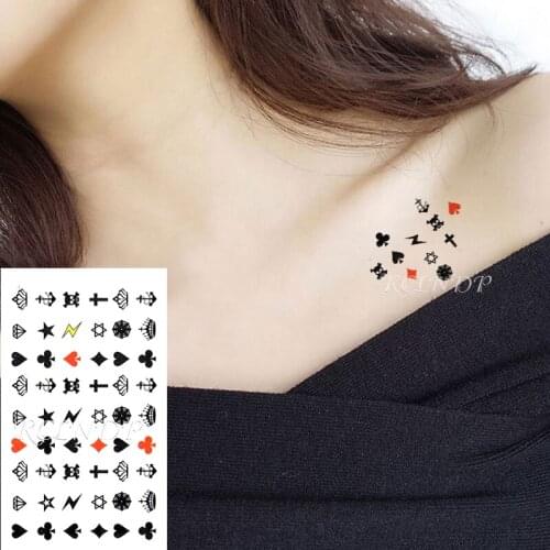 Waterproof Temporary Tattoo Sticker Cross Love Heart Diamond Lighting Small Art Tatto Flash Tatoo Fake Tattoos for Men Women