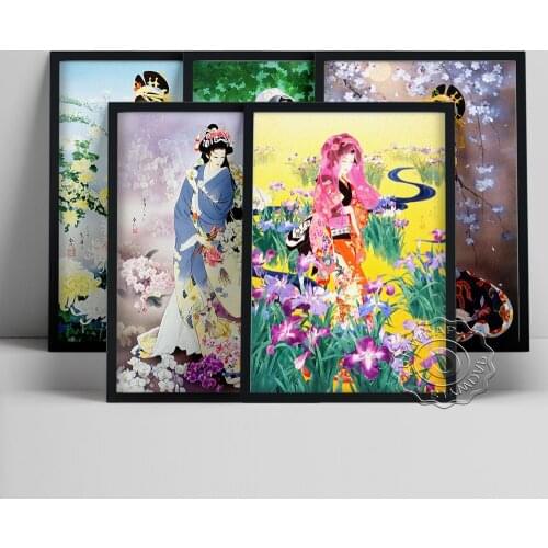 Haruyo Morita Japanese Kimono Girl Art Print Poster, Tradition Costume Exhibition Museum Canvas Painting, Izakaya Wall Art Decor
