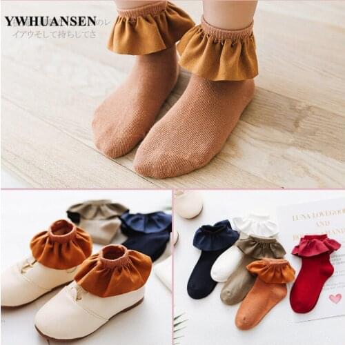 YWHUANSEN 1 Pair 2 to 8 Yrs Large Flannelette Lace Socks For Girls Princess Cotton Socks Beautiful Sock Kid White Red Deep Blue