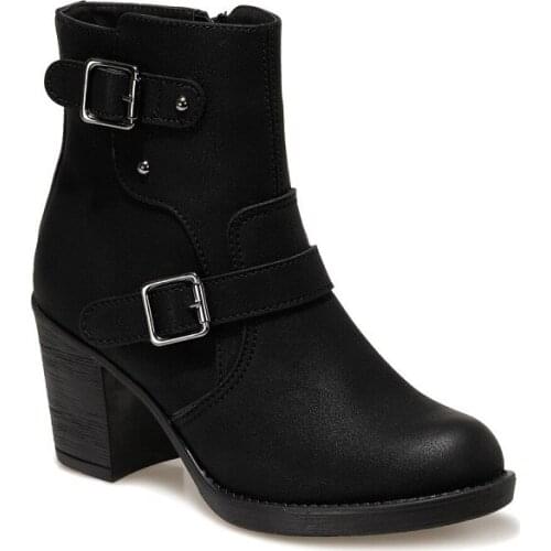 Women Ankle Boots Nubuck High Heels Boots Ladies Fashion Round Toe Black Artificial Leather Shoes For Woman Cool Sexy Urban