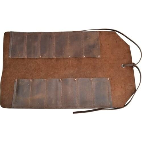 Leather Big Tool Roll Up Bag (12 Slots),Portable Carry on Pouch,Workshop Storage,Woodworking Tools Organizer,Handmade