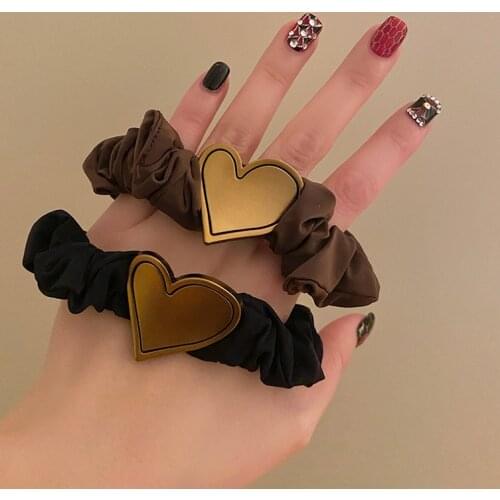 Ruoshui Woman Vintage Scrunchies Women Solid Gold Hair Ties Women Hair Accessories Rubber Band Hair Rope Headwear Ornaments