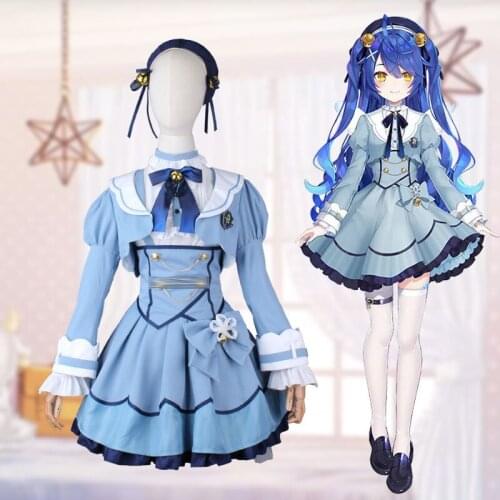 The Vtuber cos Amamiya Kokoro NIJISANJI Virtual idol Same Cosplay Costume Dress female full set