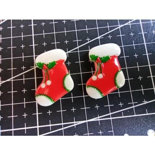 1pcs/lot resin flat back Printing Christmas sock 20mm Cabochons Scrapbooking Hair Bow Center DIY Christmas decration