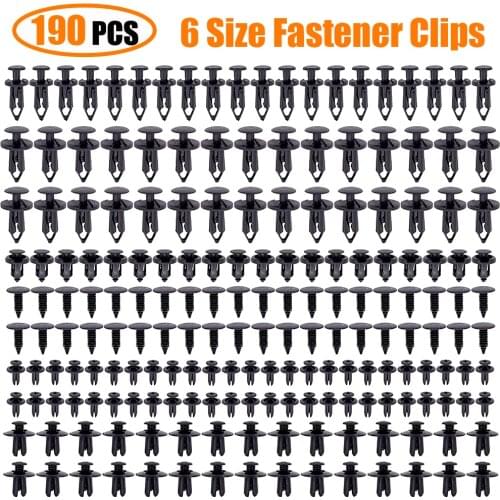190pcs Car Retainer Clips 6 Sizes Plastic Fasteners Kit Remover Auto Fastener Clip Mixed Car Body Auto Rivet Set Replacement Kit