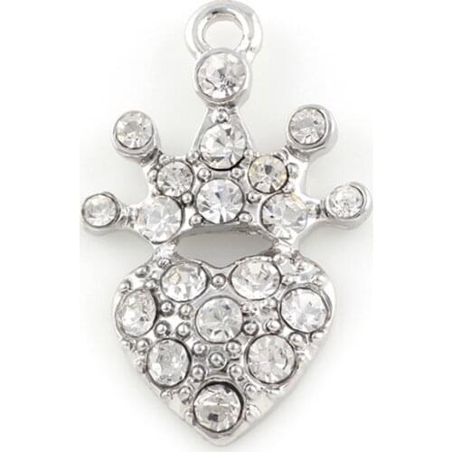 20PCS Crown Charms Pendant With Heart Fit DIY Handmade Bracelet Jewelry Accessories 27*17mm