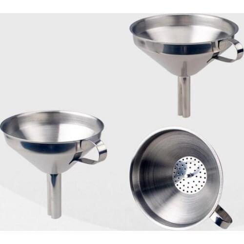 3 Size Funnel Stainless Steel Pouring Decanting Funnel With Filter Strainer 11/13/15CM Funnel Kitchen Tools