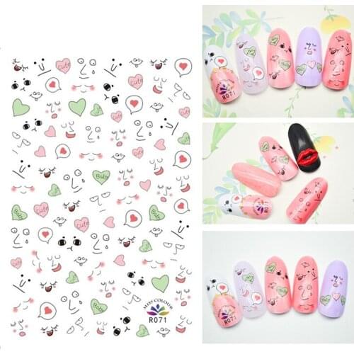 3D Nail Sticker Autumn Fashion Small Compact Adhesive Stickers Cute Love Heart Line Stickers for Manicure Nail Art Decoration