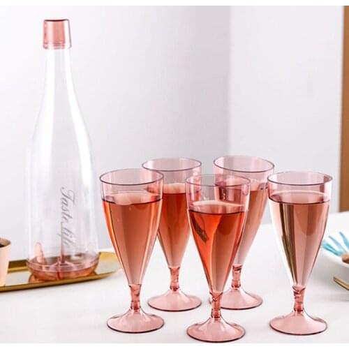 5pcs/set Portable Juice Cup Outdoor Travel Champagne Wine Glasses Plastic Beer Drink Cups Cocktail Goblet Home Bar Accessories