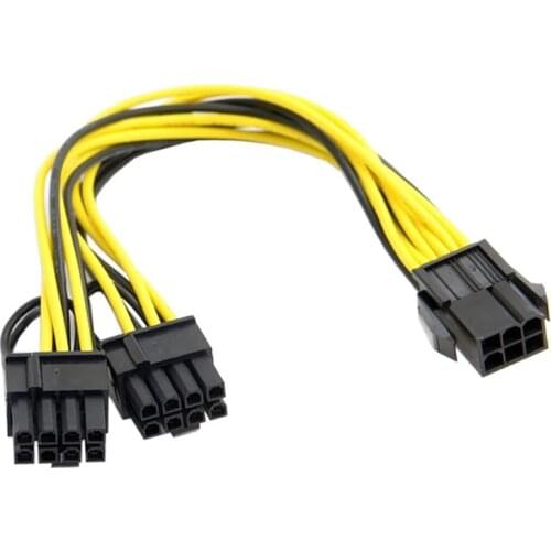 6-pin PCIe to Two(2) x PCIe 8 (6+2) pin PCI Express Video Card 'Y' Splitter Power Adapter Converter Cable