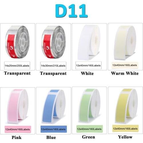 Niimbot D11 Mini Label paper Printing Label 12x40mm 14x30mm Price Label Pure Color Scratch-Resistant Label Sticker Paper