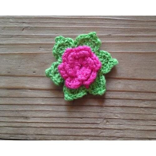 Free shipping DIY three-dimensional hand-crocheted clothing accessories applique crochet green with red 50pieces