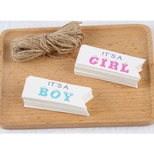 100pcs Its A Boy Kraft Paper Tag Its A Girl Baby Shower Gift tags Packaging birthday Party kids DIY candy box Label Supplies