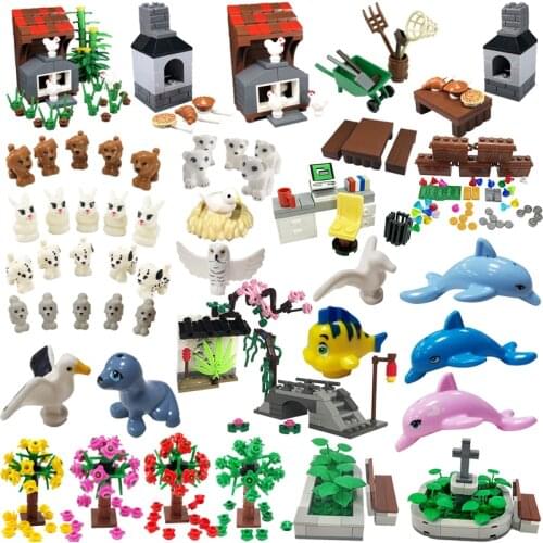 Locking City Animals Sea Lions Seagull Dolphin Building Blocks Educational Toys Childrens Gifts Assemble Toy DIY Citys Model