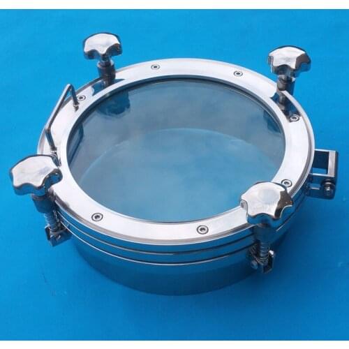 Large Glass Manhole Hand Flange Full Glass Visible Manhole Stainless Steel Window Manhole Cover 100-600