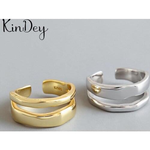 Boho Punk Irregular Geometric Big Chains Lines Rings For Women Men Adjustable Size Open Finger Rings Personality