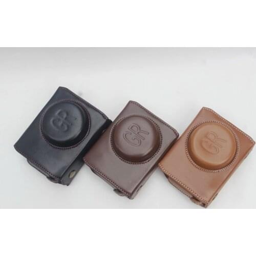 Black/Brown/Coffe PU Camera Leather Case Cover For Ricoh GRIII GR3 With hand grip strap