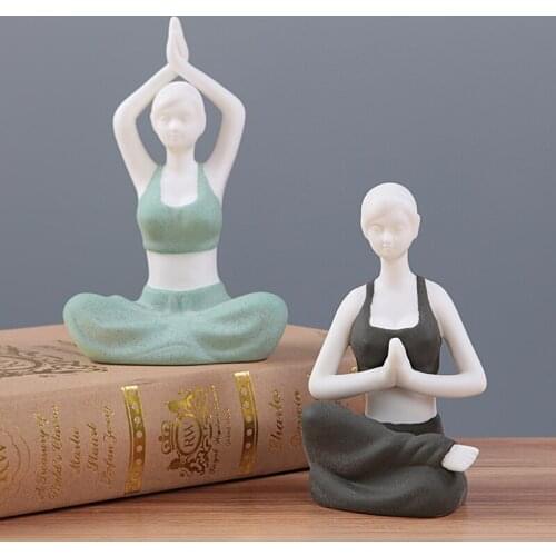 Zen Crafts Colored Sand Ceramic Yoga Figure Home Decoration Study Arts Decor Wedding Gifts