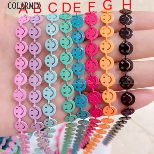 5 Meter Smile Face Enamel Handmade jewelry Chain Necklace Long chain Accessories Jewelry Necklace Brass Chain Necklace 9901