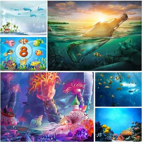 Children Birthday Photography Backdrops Ocean World Baby Newborn Portrait Photo Background Studio Props 2194 HYY-02