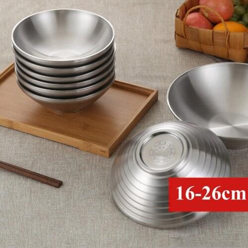 304 Stainless Steel Hat Bowl Anti-scalding Noodle Bowl Dessert Salad Bowl Japanese Ramen Soup Bowl 26cm Large Bowl