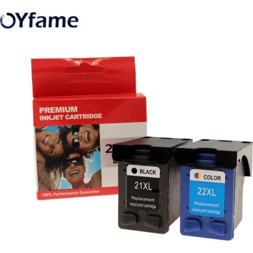 OYfame 2PCS 21 22 Refilled Ink Cartridge Replacement Cartridge For HP 21 22 XL For Deskjet 3915 D1530 D1320 F2100 F2280 Printer
