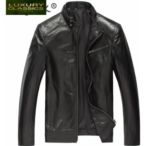 Jacket Leather 100% Genuine Men Winter Sheep Skin Coat Man Clothes 2021 Streetwear Slim Fit Leather Jackets Hiver DK108