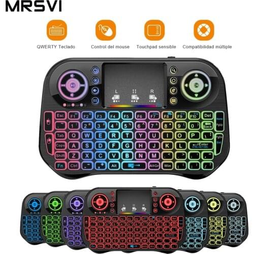 Mini 2.4G 7 Color Backlit Portable Touchpad Programmable One Hand Gaming And Combo Mobile i8 Upgrade i10 Air Mouse Remote