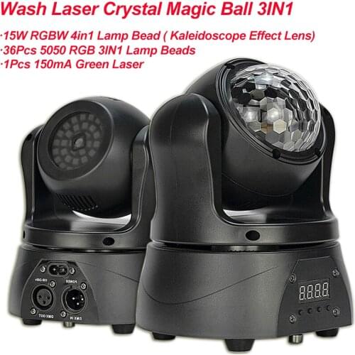 Mini LED Wash Laser Crystal Magic Ball 3IN1 Moving Head Light DMX 512 Party Disco Club KTV DJ Effect Lighting Show