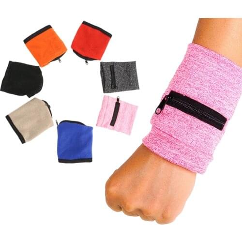 Unisex Multifunctional Wrist Bag Sports Breathable Zipper Wristband Gym Running Cycling Wrist Strap Sweat-Absorbent Wrist Wallet