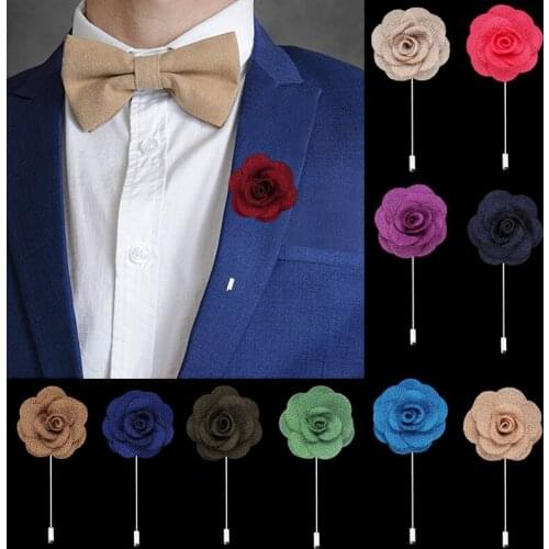 Korean Camellia Flower Stage Dual-use Brooches Suit Collar High-grade Fabric Brooch Needle Lapel Pin for Man Wedding Accessories