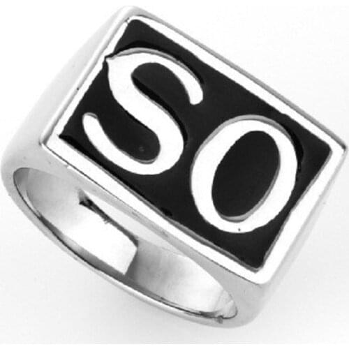 SO Mens Gothic Biker SONS Ring Signet 316L Stainless Steel Silver color Tone Mens Jewelry