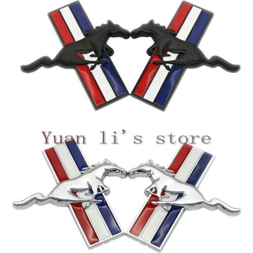 1 Pair/lot Car Door Body Badge Sticker 3D ABS Running Horse Emblem Decoration For trunk whole autoemblem sticker