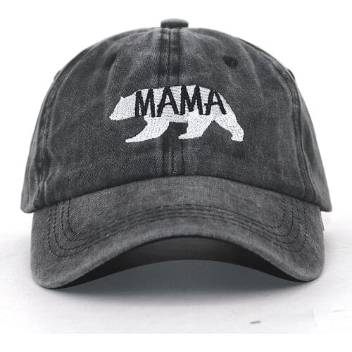 New arrival MAMA bear dad hat 100% cotton washed cartoon embroidery fashion sports baseball cap for mothers day gift snapback