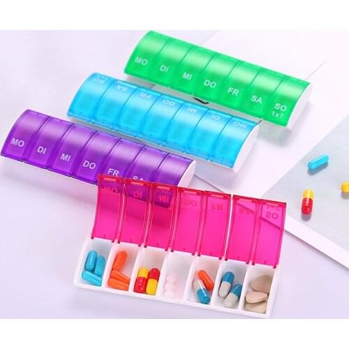 7 Days Weekly Pill Organizer Tablet Pill Case Box Plastic Medicine Box Splitters Pill Medicine Box Holder Organizer Container