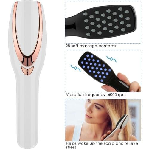 3in1 USB Rechargeable Laser Hair Growth Infrared Electric Massage Anti Hair Loss Phototherapy Scalp Massager Comb LED Light