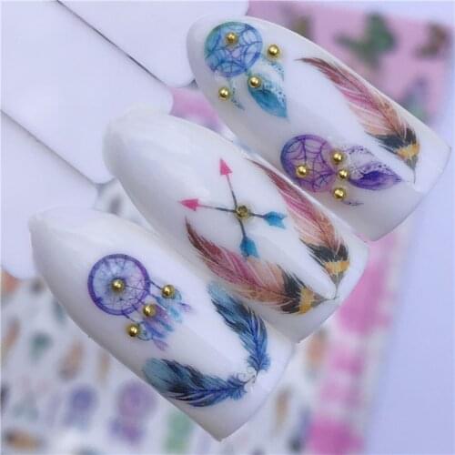 Self dhesive dreamcatcher nail stickers for nails art decoration manicure supplies tool nail decals feather designs