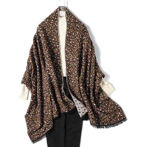 2020 new Design brand women scarf fashion knit cashmere shawls for lady leopard print thick warm neck scarves echarpe foulard