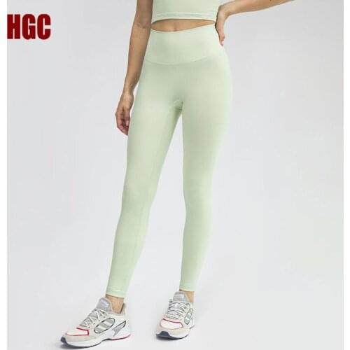 HGC Yoga Pants Hip Lifting Leggings Sport Women Fitness High Waist NO FRONT SEAM Elastic Thread Squat Proof Workout GYM Tights