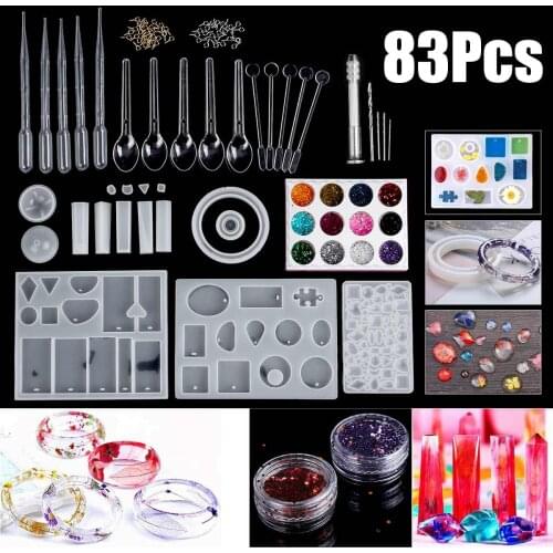 Silicone Injection Molds Tool Set DIY Jewelry Making Craft Pendant Bracelet Earrings Jewelry Resin Molds with Storage Bag