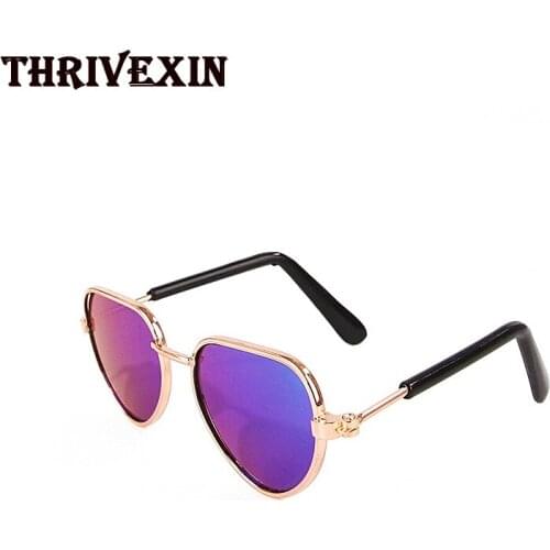 Funny Cute Cat Small Dog Sunglasses Classic Retro Circular Metal Prince Sunglasses Eye-wear Photos Accessories Cosplay Glasses