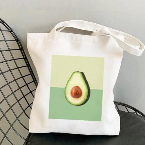 Shopper Avocado Half Tropical Fruit Printed Tote Bag women Harajuku shopper handbag girl Shoulder shopping bag Lady Canvas Bag