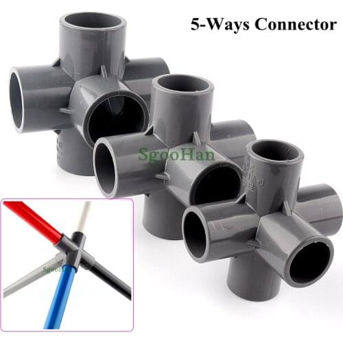2~50pcs/set PVC 3D Three-Dimensional 5 way Water Pipe Connector 20~50mm Pipe Adapter Garden Irrigation Fittings DIY Shelf Joint