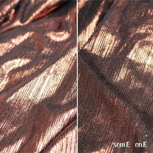 Brushed Crepe Stretch Knit Fabric Caramel color Stripe Folds DIY Decor Pillow Tights Dress Designer Fabric 50*150cm