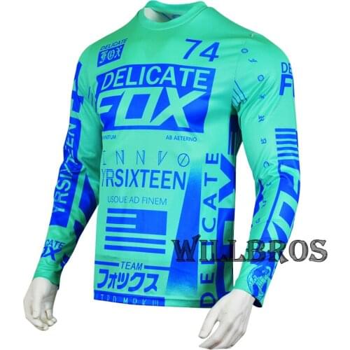Street Moto 360 Flight Jersey Delicate Fox MTB BMX MX Dirt Bike Cycling Long Sleeve Mens Motor Summer Green T Shirt